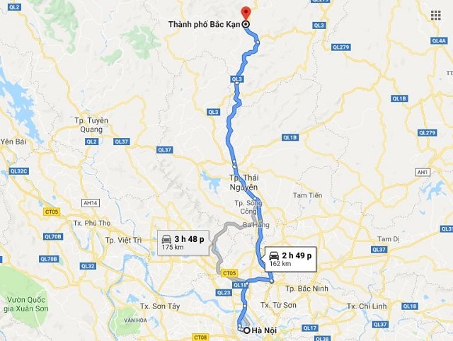 Bắc Kạn cách Hà Nội bao nhiêu km